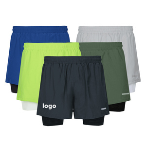 Pantalones cortos deportivos para hombre, pantalones cortos de compresión impermeables bordados 2 en 1 para entrenamiento, logotipo personalizado, estrella del infierno - Product Image 3