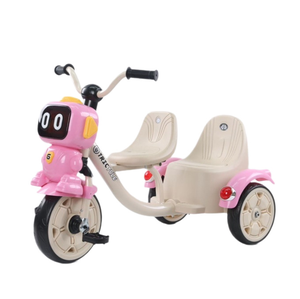 Tricycle musical lumineux pour deux enfants, 3 roues, cadre en acier, vélo pour bébé de 2 ans, double siège - Product Image 1
