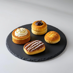 Vassoi e Piatti in Ardesia Nera Naturale Rotonda Diametro 20 x 0,6 cm per Servizio Catering e Presentazione Cibo - Product Image 3