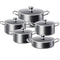 Set Peralatan Masak Stainless Steel Triply Anti Lengket Model Sarang Lebah Modern 22/26/30/34cm Panci Besar 30cm Panci Kecil Tutup Kaca