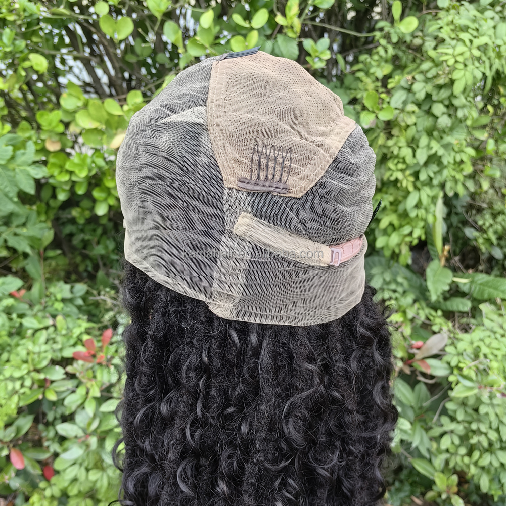 KAMA Customized Full Lace Human Hair Blended Locs Lace Front Wig Transparent Dark Brown Wholesale Detail Section 6