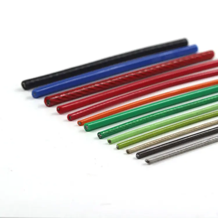 Câble en acier inoxydable revêtu de PVC/TPU/PA/PP, câble de 0.8mm, 1x19, couleur transparente, noir, rouge, bleu, haute qualité, livraison gratuite