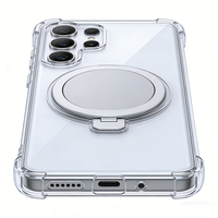 Étui magnétique transparent en TPU + acrylique sur mesure, couverture intégrale, support d'anneau magnétique pour S26/S26 Ultra/S25 Edge/S23/S24