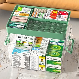 Boîte à médicaments familiale multi-couches en plastique transparent, petite boîte à pharmacie domestique, trousse de premiers soins portable - Product Image 3
