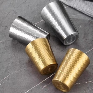 Diamond Pattern Stainless Steel Water Cup 304 Double Wall Lightweight Coffee Mug Outdoor Camping Use - Product Image 2