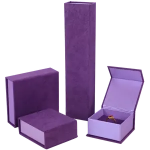 Guorui High-grade purple outer flannel clamshell cardboard jewelry packaging box earrings pendant ring carton