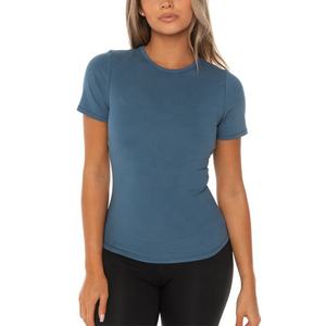 T-shirt personnalisé en gros pour femmes, t-shirt en coton uni, vêtements décontractés pour femmes, t-shirts pour femmes, t-shirt ajusté délavé à l'acide pour femmes - Product Image 1