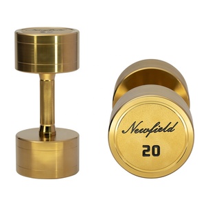 Mancuernas Redondas Portátiles de Titanio Dorado de 20 kg con Logotipo Grabado para Gimnasio en Casa - Product Image 1