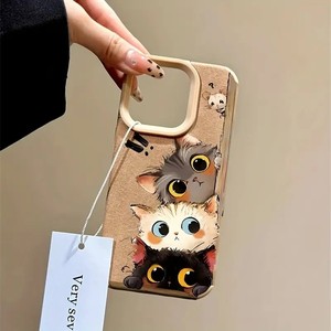 <span class=keywords><strong>Coque</strong></span> de téléphone portable mignonne en <span class=keywords><strong>cuir</strong></span> <span class=keywords><strong>marron</strong></span> antichoc motif chat de dessin animé pour <span class=keywords><strong>iPhone</strong></span> 16 15 Plus 17 Air Pro Max - Product Image 4