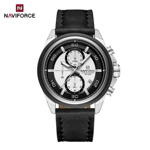 Montres-bracelets NAVIFORCE, bracelet en cuir véritable, boîtier en alliage, montres décontractées, montre habillée pour homme, étanche avec date et luminescence - Product Image 3