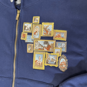 <span class=keywords><strong>Felpa</strong></span> con Cappuccio DER da <span class=keywords><strong>Uomo</strong></span>, Grafica Ricamata Pesante, Blu <span class=keywords><strong>Oversize</strong></span>, con Zip, Pullover DERSCHUTZE - Product Image 2