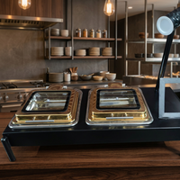 Plats de service en acier inoxydable de qualité supérieure 5L Or & Argent, écologiques, pour buffet d'hôtel, maintien au chaud des aliments