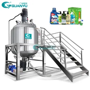 Guanyu 1000L Vacuum Homogenizing Electric Heating lotion cream mixer High-speed Shearing Mixing Emulsifying Tank Machine