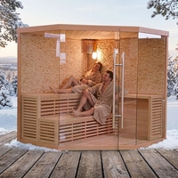 Sauna de Infrarrojos Eléctrica Portátil Moderna de Madera de Hemlock Canadiense con Panel de Control Computarizado 220V