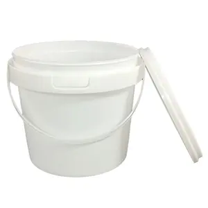 Пластиковое ведро для пищевых продуктов с крышкой, пищевые пластиковые бочки для упаковки, оптовая продажа, круглое ведро для йогурта 1,5 литров