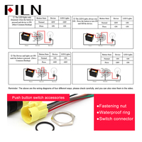 Interrupteur à bouton-poussoir FILN 19MM Symbole 5A 12V 24V 110V 220V Interrupteur à bouton-poussoir étanche Momentané à verrouillage avec faisceau de câblage