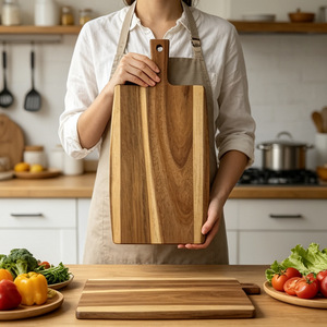 Tabla <span class=keywords><strong>de</strong></span> cortar redonda <span class=keywords><strong>de</strong></span> <span class=keywords><strong>acacia</strong></span> superventas con asa, apta para lavavajillas, para uso doméstico, para queso y filetes - Product Image 4