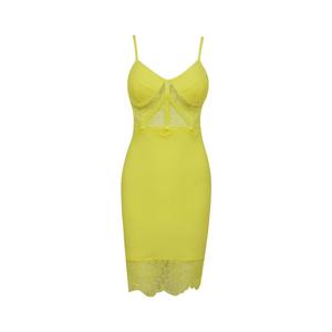 2020 Nouvelles Femmes Jaune Dentelle Bandage <span class=keywords><strong>Sexy</strong></span> Tube Robe Moulante - Product Image 1
