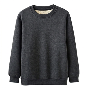 Unisex Oversized Crew Neck Fleece Sweatshirt Solid Color Regular Fit Winter Casual Pullover Anti-Pilling Knitted Cotton Lined - Product Image 1