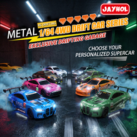JAYHOL Voiture RC miniature en alliage à l'échelle 1/64 2,4 G, voiture de drift télécommandée haute vitesse avec phares LED, véhicule RC, cadeau pour enfants