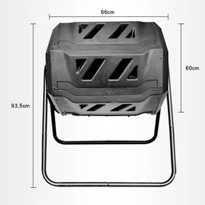 Compostador giratorio de doble cámara de plástico con soporte metálico para la elaboración de fertilizante a partir de residuos de jardín. - Product Image 6