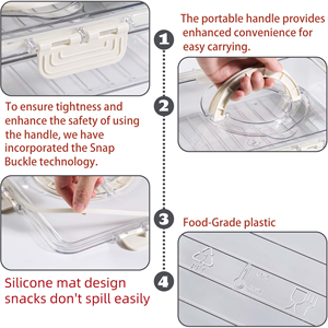 BPA Free Reusable Eco-Friendly Portable Plastic Snack Storage Box Printing Clear Divided Serving <b>Tray</b> Lid Handle <b>Spice</b> Storage - Product Image 4