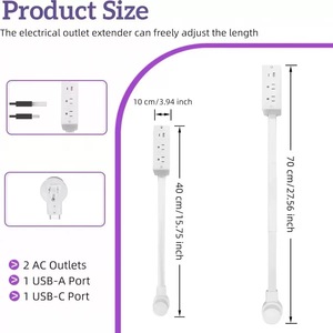 180&deg; Rotatable Extendable Outlet <strong>Plug</strong> Stick with 2 AC Outlets USB-A and USB-C Sofa <strong>Socket</strong> <strong>Extension</strong> - Product Image 5