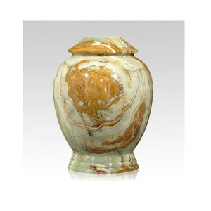 Urne funéraire élégante en marbre d'onyx naturel vert veiné d'ambre fabriquée à la main urne décorative de qualité supérieure personnalisée - Product Image 4