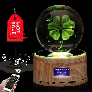 Remote Control Dual Mode Wired Wireless BT Led Lamp Base Speaker For 3d Crystal Ball Cubes Displaying