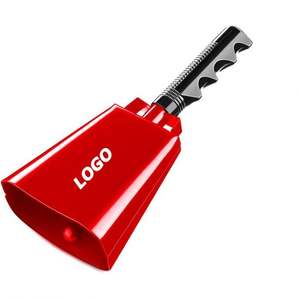 Campana de vaca vintage de mango largo para eventos deportivos, fiestas en ranchos y celebraciones de animación - Decoración de metal con sonajero de mano - Product Image 1