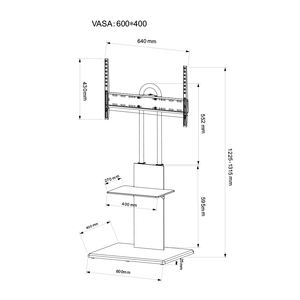 Support TV au sol noir de la série Classic pour MAX VESA 600*400 mm avec support réglable en hauteur et étagère pour <span class=keywords><strong>DVD</strong></span> pour téléviseurs de 70 pouces - Product Image 6
