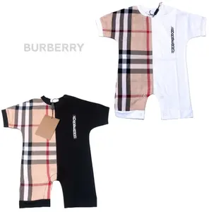 RUNTEN Luxury brand Designer Summer Black and White Baby Boys 100% cotton plaid tights Girls Baby Jumpsuit Shorts Baby Clothes
