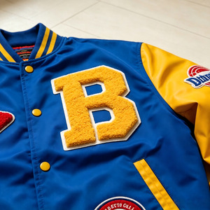 Custom Varsity <b>Jacket</b> Nylon Faux Leather Sleeves Chenille Patch Embroidery Letterman <b>Jacket</b> Oversized <b>Men</b> <b>Baseball</b> <b>Jacket</b> - Product Image 3