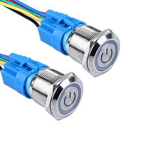 Interrupteur à bouton poussoir éclairé par anneau LED en acier inoxydable IP65 1NO1NC pour appareils ménagers, bateaux marins, véhicules automobiles, camions