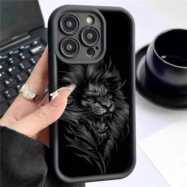 Classic Fierce Lion Photo Print Ladder Lens Style Shockproof TPU Mobile Phone Cover Case for Iphone 12 13 14 15 16 17 18 Pro Max