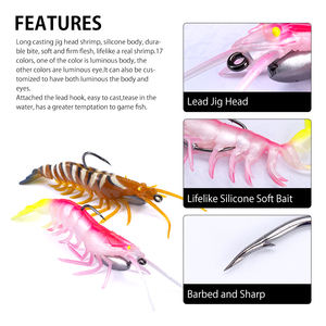 D1 Weihai Factory <strong>Best</strong> Selling Shrimp Lure Soft Plastic 160mm 27.6g Prawn Lure Sinking Fishing Lures with Jig Head <strong>Hook</strong> - Product Image 3