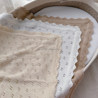 Couverture en coton pour nouveau-né, tricot pointelle personnalisée avec bordure festonnée, différentes couleurs, faite à la main, couverture bébé personnalisée, couverture d'emmaillotage