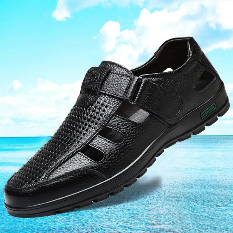 Odish-sandalias de piel para hombre, calzado personalizado OEM, 2023