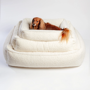 Cama de perro Sherpa de diseñador de lujo personalizada, cubierta de Sherpa vegana extraíble, tumbona ortopédica para perro - Product Image 1