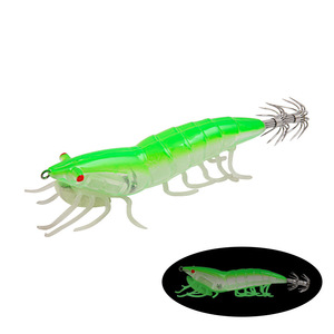 Leurre Luya 11,7 cm/20,5 g, crevette en bois, calamar, hameçon explosif, crevette artificielle lumineuse, matière plastique souple, taille 80 mm - Product Image 6
