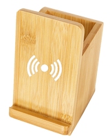 LED digitale bureau-organizer wekker met spraakbesturing houten penhouder voor kantoor en woonkamer