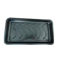 Boîte en plastique PP rectangulaire noire jetable de haute qualité personnalisée pour le service de nourriture, plateau de buffet, emballage de viande