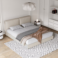 Lit mural de rangement de style boîte moderne avec tiroirs en cuir véritable et bois de chêne massif, design écologique pour chambre principale
