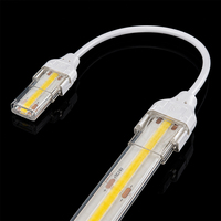 Connecteur à clip en cristal étanche pour bande LED COB monocouleur 2 broches 8mm 10mm, en forme de L, à extrémité simple ou double, avec câble