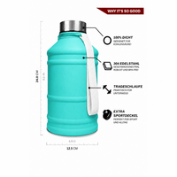 Bouteille d'eau de sport en acier inoxydable 2.2 L avec logo personnalisé gobelet de gymnastique de 64oz avec sangle gobelet en acier inoxydable avec logo personnalisé