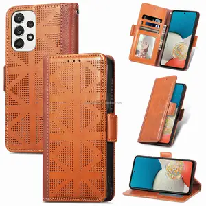 Casing ponsel kulit antik Tiongkok, penutup ponsel antik 5G untuk Android Samsung Galaxy A73 dengan dompet Slot kartu