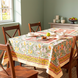 Khushboo Cotton 3mm Thick Natural Style Floral Print Home Decoration Wedding Garden Party <b>Table</b> <b>Runner</b> <b>Placemat</b> - Product Image 2