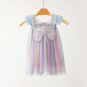 Abito da principessa in Tulle arcobaleno vestito da festa estivo per bambini prendisole senza maniche <span class=keywords><strong>con</strong></span> fiocco per ragazze - Product Image 5