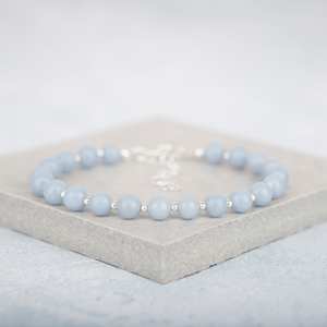 Bracelet aigue-marine en argent sterling 925 pour la gorge Chakra Guérison Lapis Lazuli Gemstone <span class=keywords><strong>Angelite</strong></span> - Product Image 2