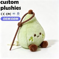 Gantungan Kunci Boneka Pir Hijau Kawaii Buatan Pabrik, Aksesoris Tas Isi Buah Lembut dengan Tali Gantungan, Hadiah untuk Anak Perempuan